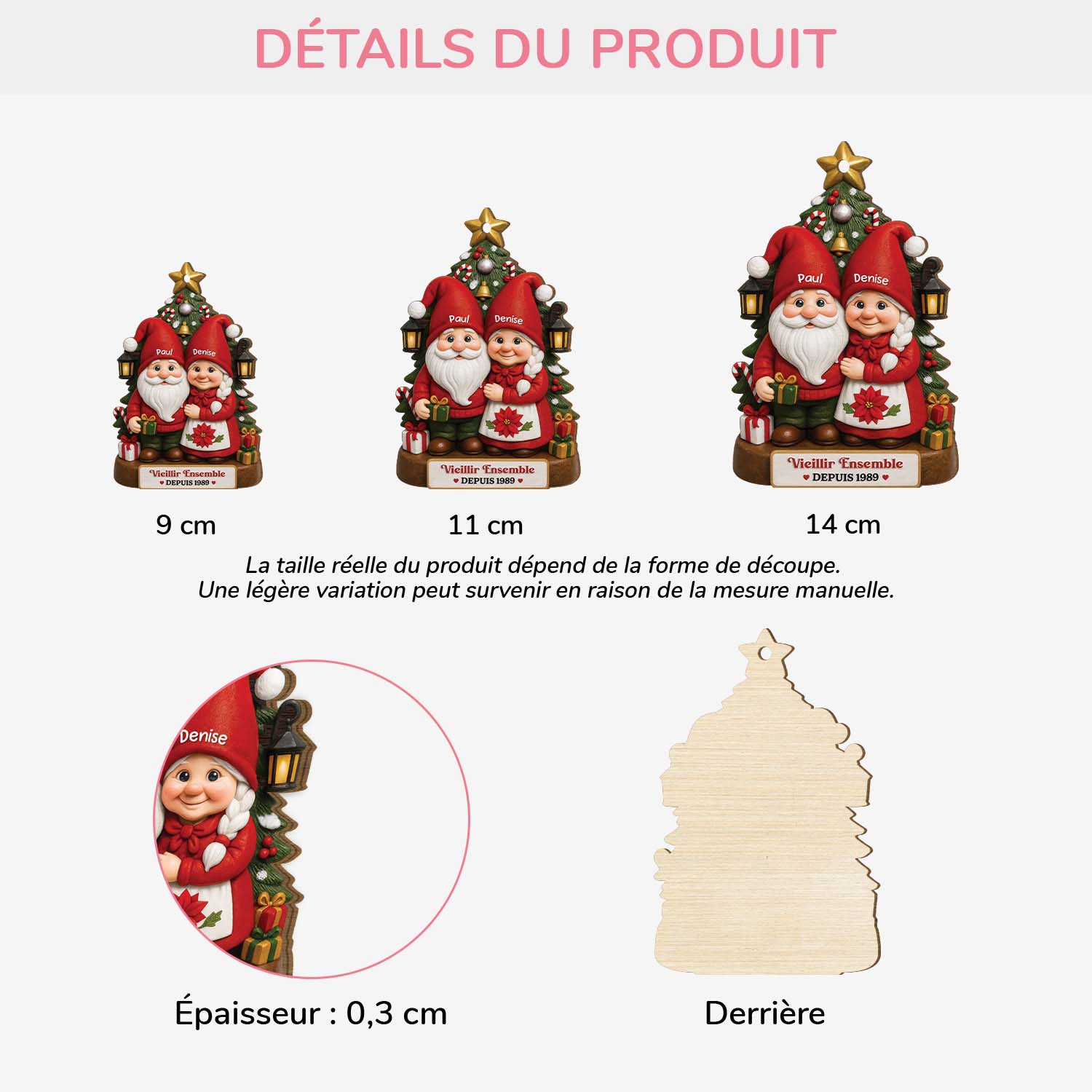 6795OFR3 effet dimpression 3d ornement en bois a 1 couche personnalise vieillir ensemble pour couple noel 6795o8ptg