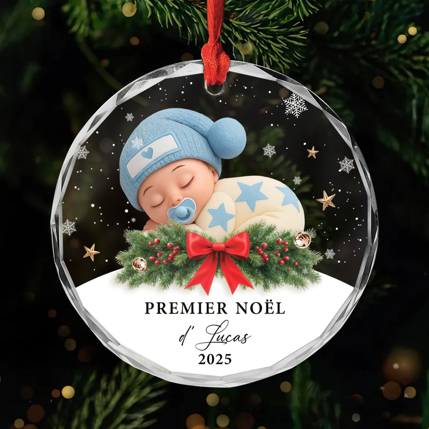 6797OFR1 effet dimpression 3d ornement en verre personnalise premier noel de bebe dormant 6797o3v5k