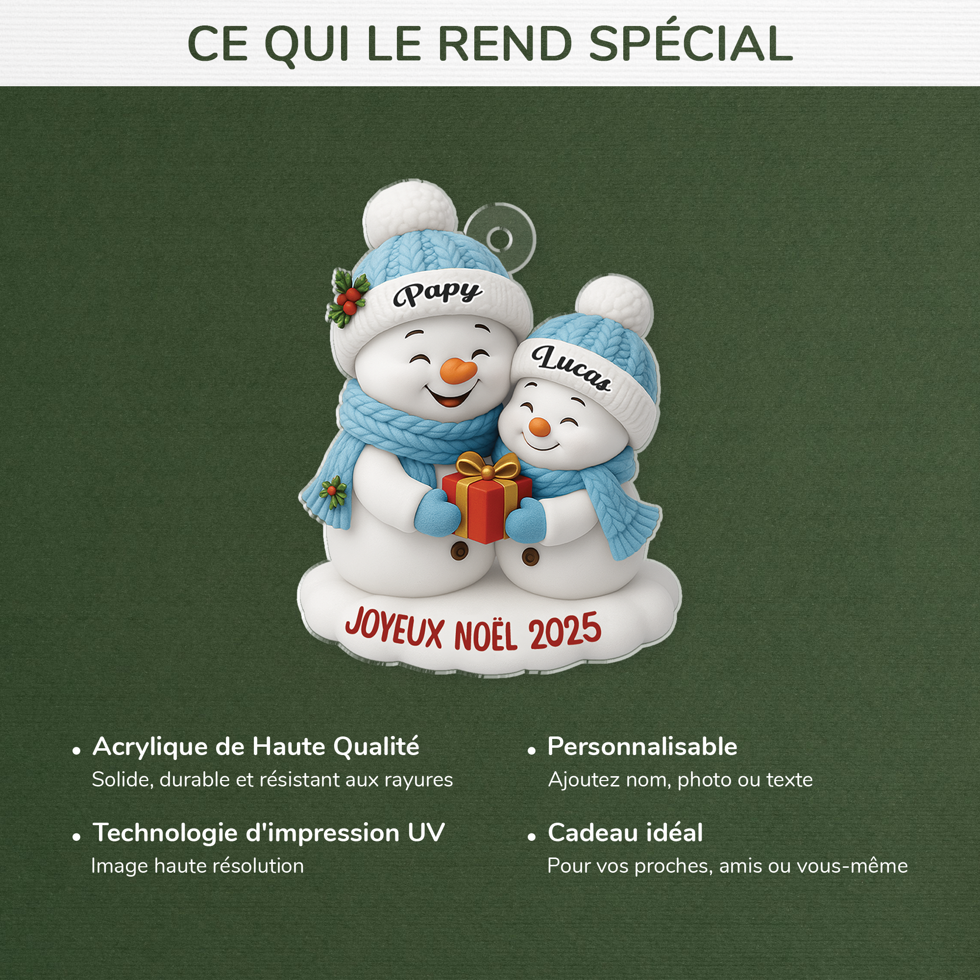 6798OFR3 effet dimpression 3d ornement acrylique personnalise joyeux noel a mamie papy 6798o3t5a