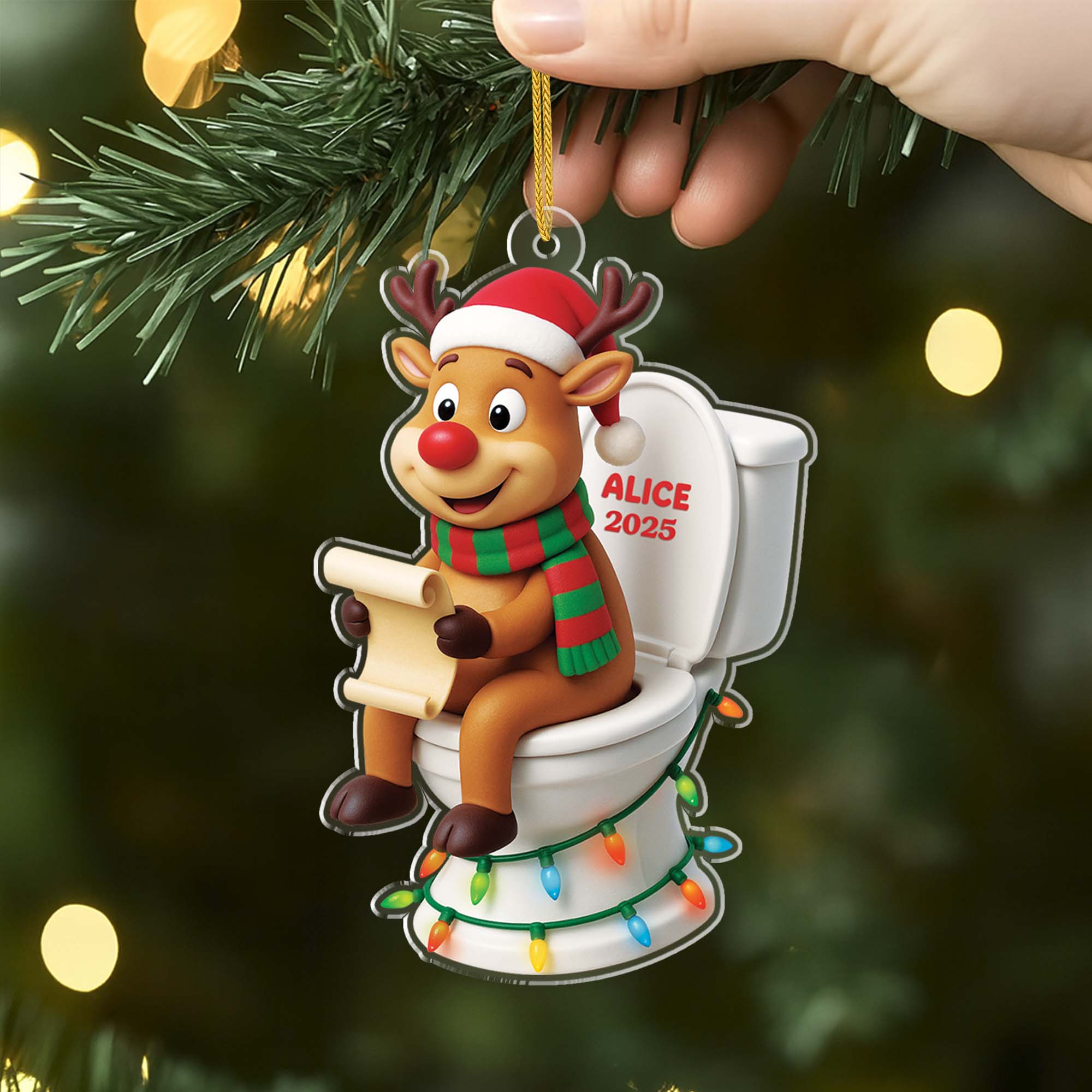 6807OFR2 effet dimpression 3d ornement noel acrylique personnalise pour femmehomme renne humoristique 6807okp5b