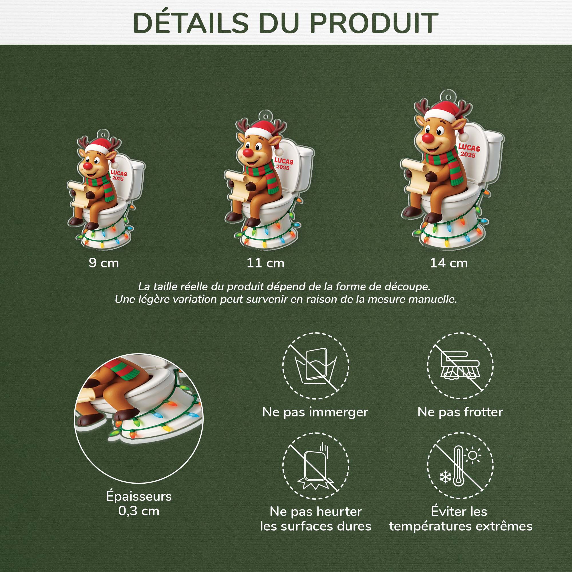 6807OFR3 effet dimpression 3d ornement noel acrylique personnalise pour femmehomme renne humoristique 6807okp5b