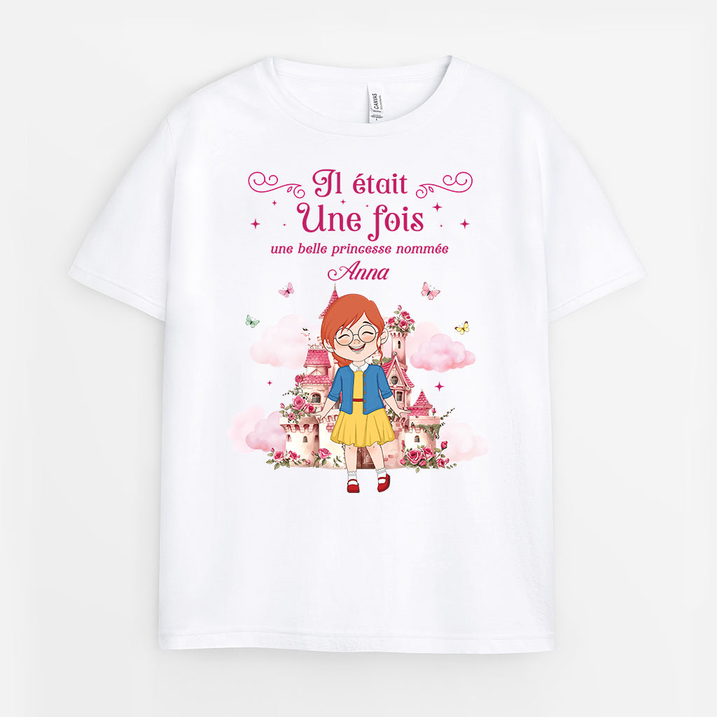 6916AFR2 t shirt personnalise enfant il etait une fois une belle princesse 6916akrtk