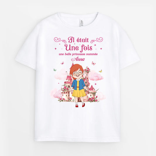 6916AFR2 t shirt personnalise enfant il etait une fois une belle princesse 6916akrtk