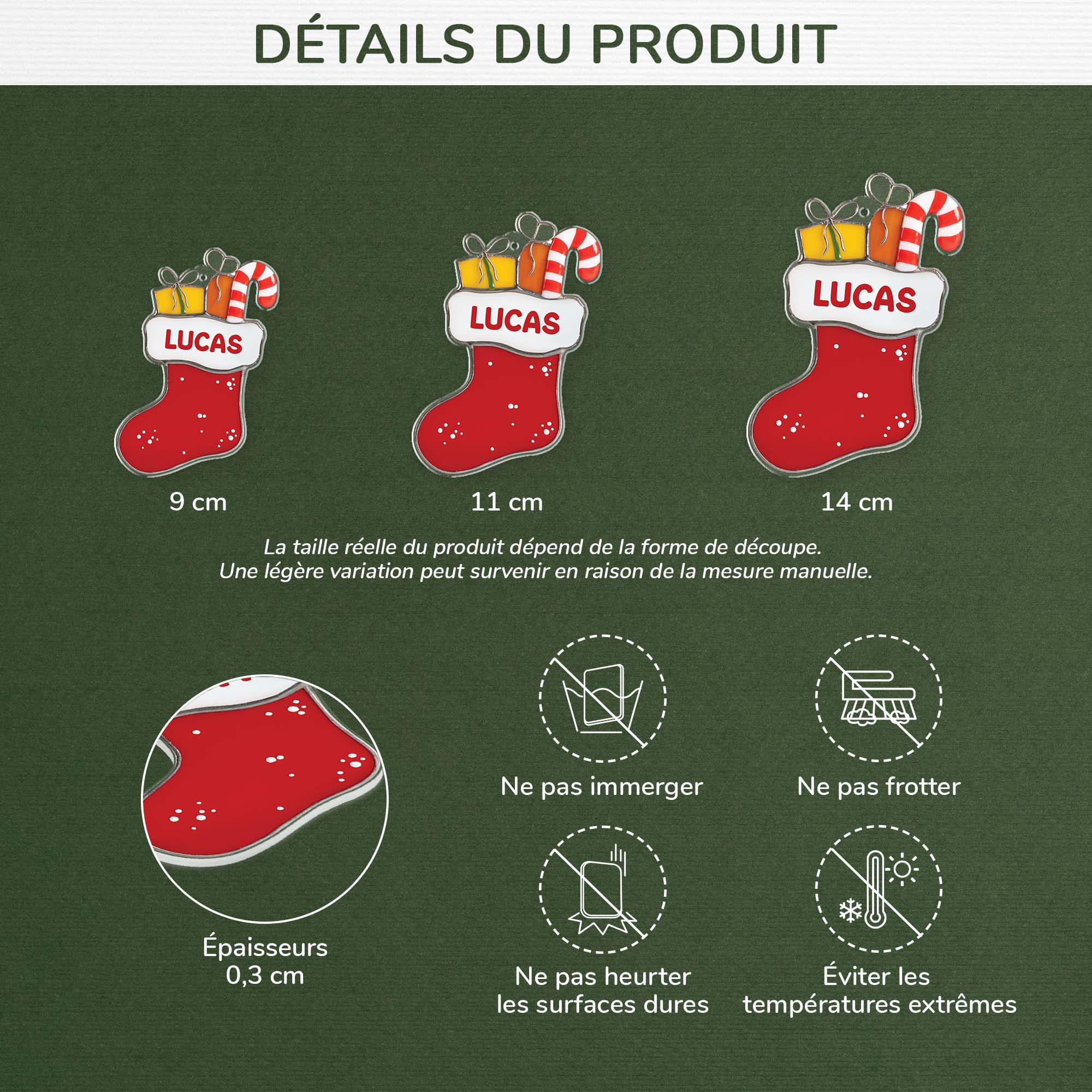 6921OFR3 effet dimpression 3d ornement noel acrylique personnalise pour femmehomme chaussette cadeau 6921okp5b