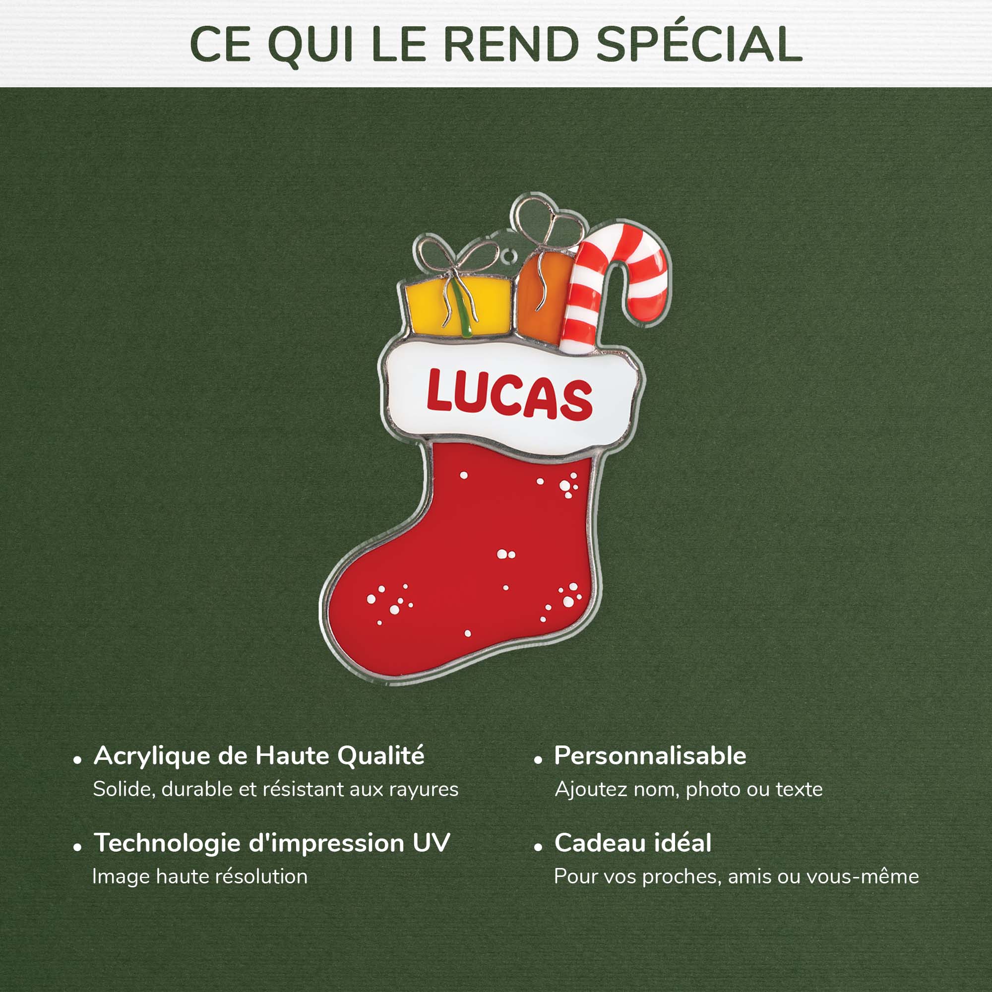 6921OFR4 effet dimpression 3d ornement noel acrylique personnalise pour femmehomme chaussette cadeau 6921okp5b