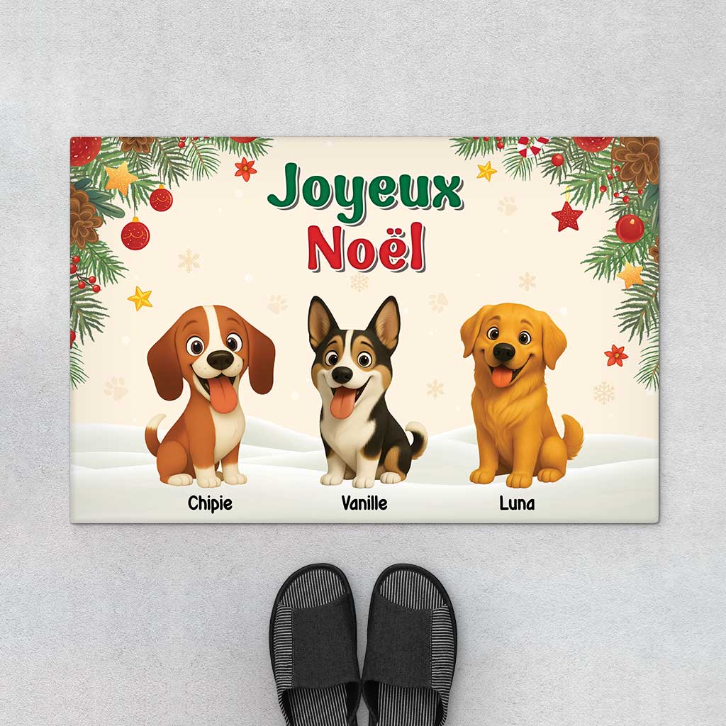 6923DFR1 paillasson personnalise chien de noel joyeux ouafel 6923d86wc