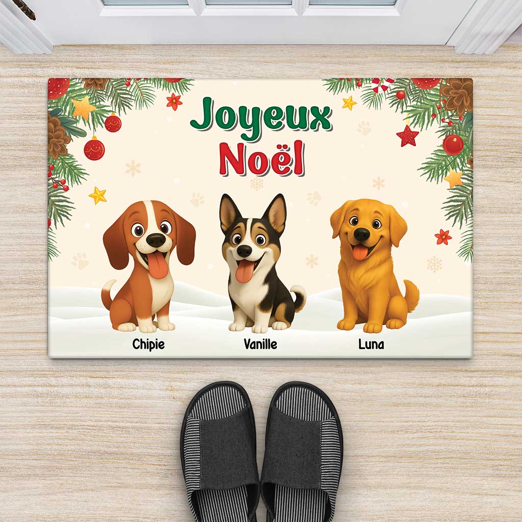 6923DFR1 paillasson personnalise chien de noel joyeux ouafel 6923d86wc2