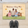 6927DFR2 paillasson personnalise famille et animaux bienvenue chez nous avec chienchat 6927d8tti