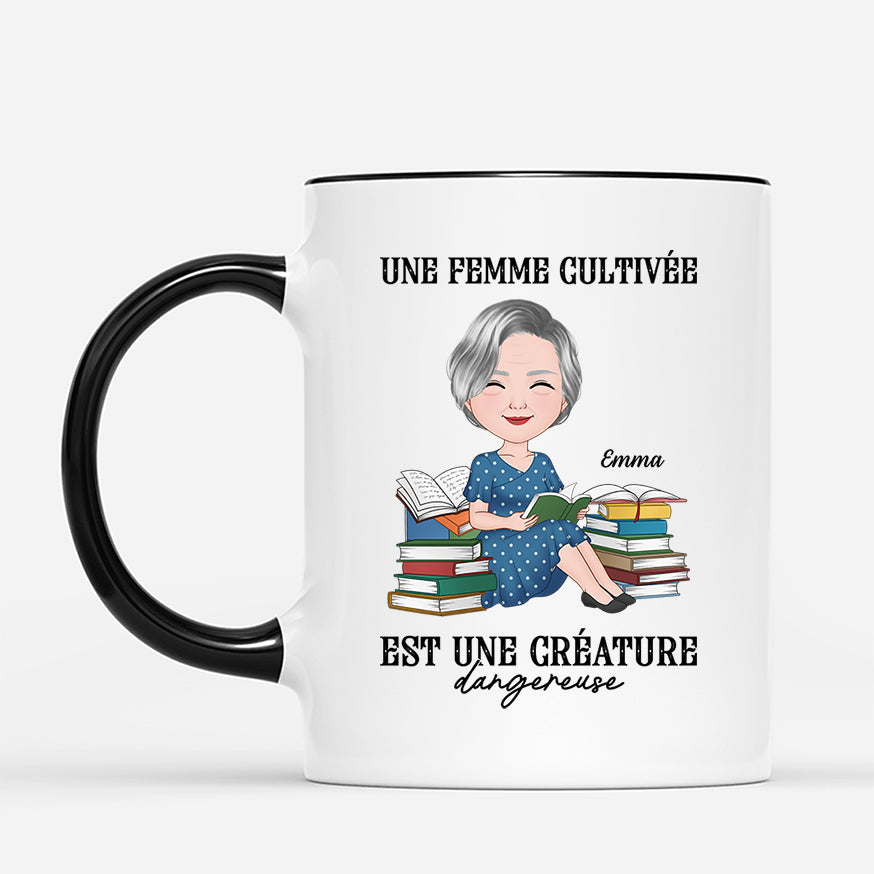 6929MFR2 mug personnalise une femme qui lit beaucoup des livres 6929mktza