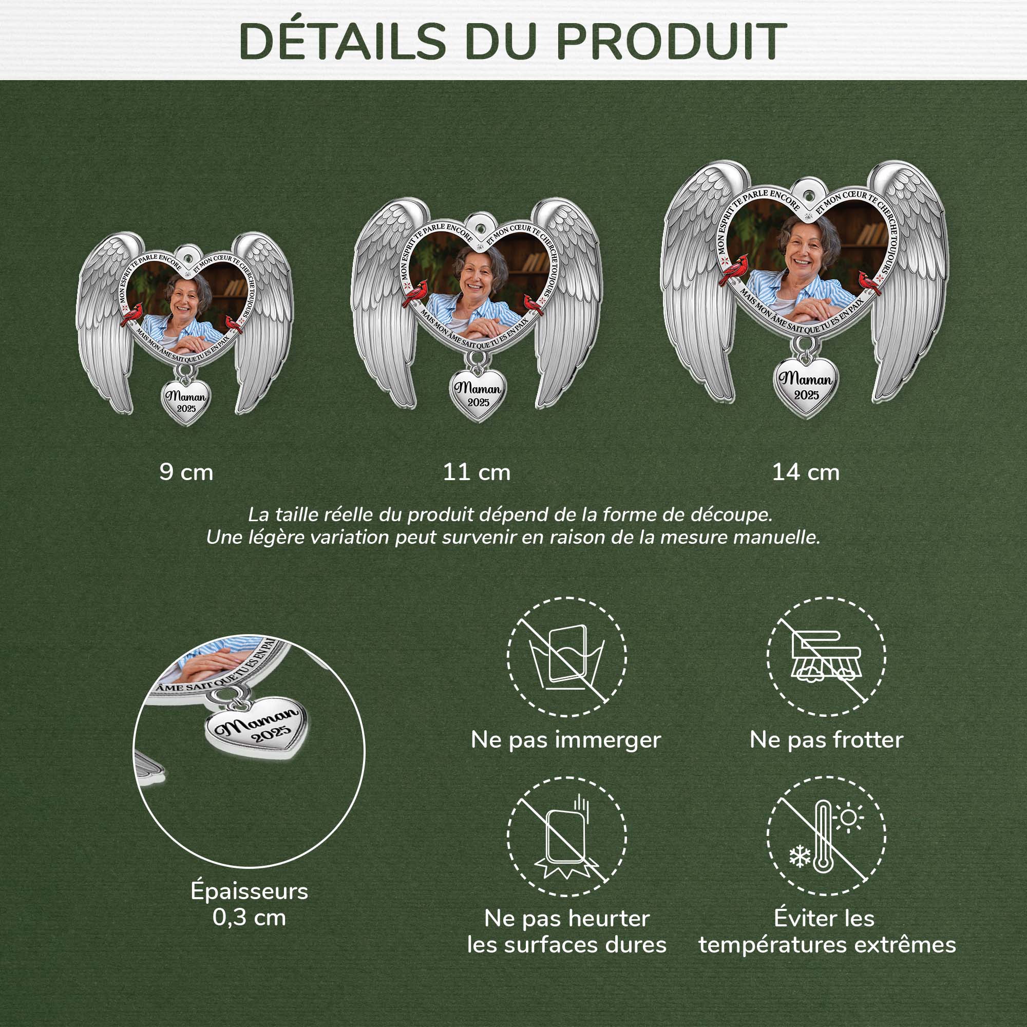 6942OFR3 ornement noel acrylique personnalise commemoratif avec photo de mamanpapa tu es en paix 6942o