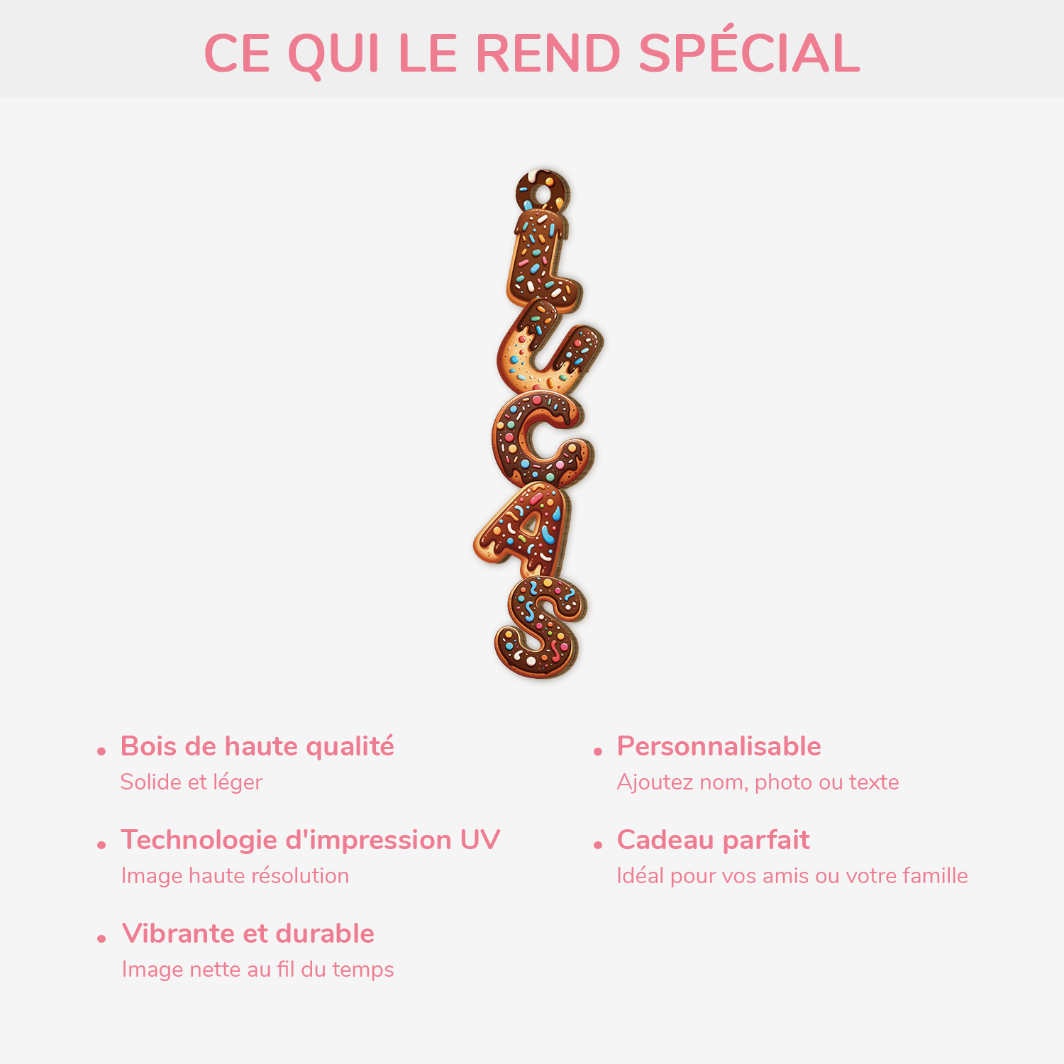 6954OFR3 effet dimpression 3d ornement de noel en bois a 1 couche personnalisee avec prenom lettres style donut 6954o8t5b