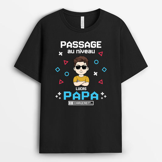 6956AFR1 t shirt personnalise futur papa gamer passage au niveau papa 6956aktmb