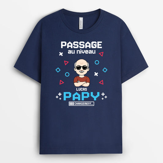 6956AFR2 t shirt personnalise futur papa gamer passage au niveau papa 6956aktmb