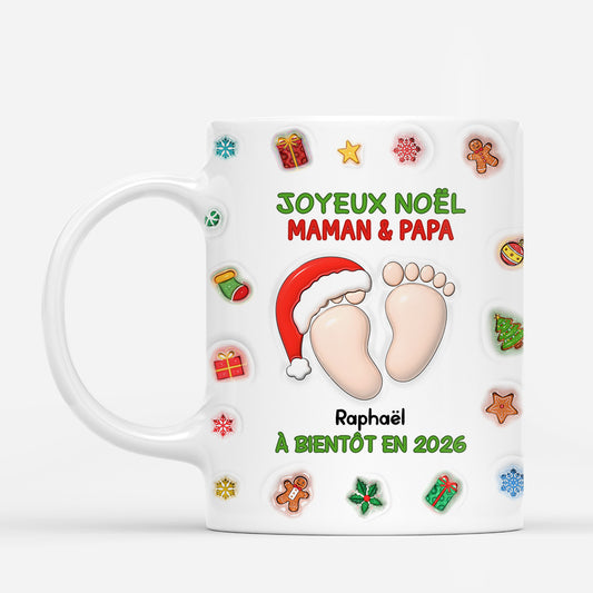 6957MFR1 effet dimpression 3d mug personnalise future maman et futur papa joyeux noel 6957mktmb