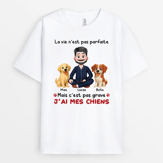 6958AFR1 t shirt personnalise la vie n_est pas parfaite mais jai mes chiens 6958a3yzc