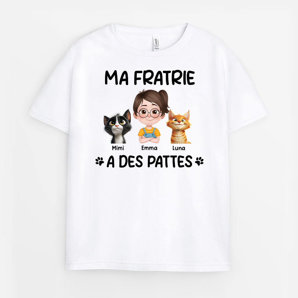 6961AFR1 t shirt enfant personnalise avec chat ma fratrie a des pattes 6961a3xcd