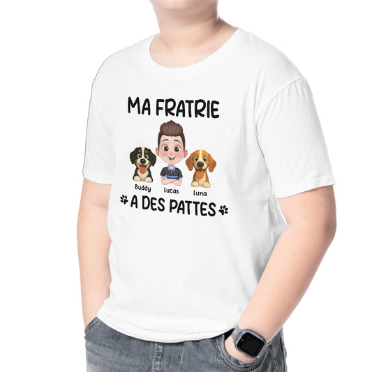6961AFR2 t shirt enfant personnalise avec chien ma fratrie a des pattes 6961a3xcc