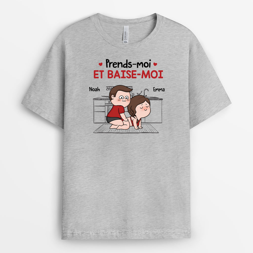 6963AFR2 t shirt personnalise couple prends moi 6963akqag