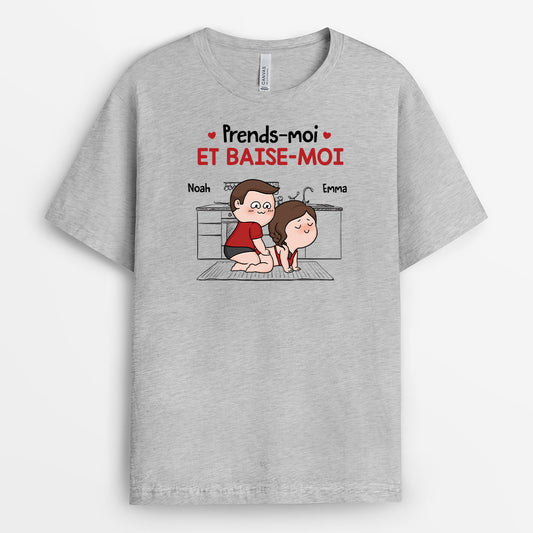 6963AFR2 t shirt personnalise couple prends moi 6963akqag