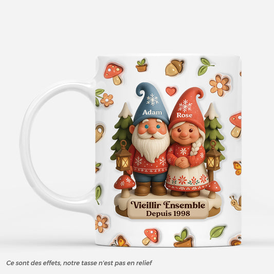6965MFR1 effet dimpression 3d mug personnalise avec couple gnome vieillir ensemble 6965M3ZTG