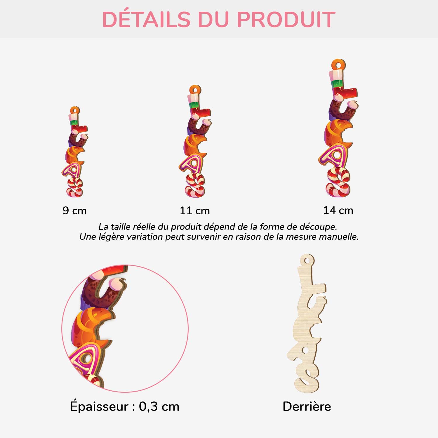 6969OFR3 effet dimpression 3d ornement de noel en bois a 1 couche personnalisee avec prenom pour femmehomme lettres style cartoon 6969okv5b