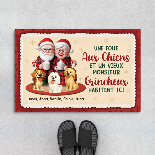 6974DFR1 paillasson personnalise chien pour couple pere et mere noel 6974d6hwc