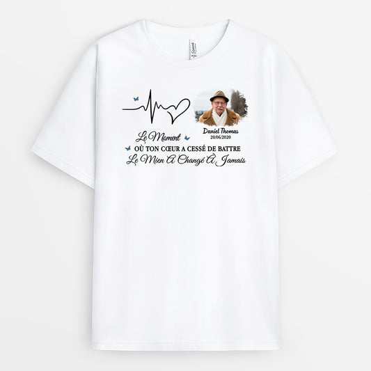 6988AFR1 t shirt personnalise avec photo commemorative le moment ou ton coeur a cesse de battre 6988a6vca
