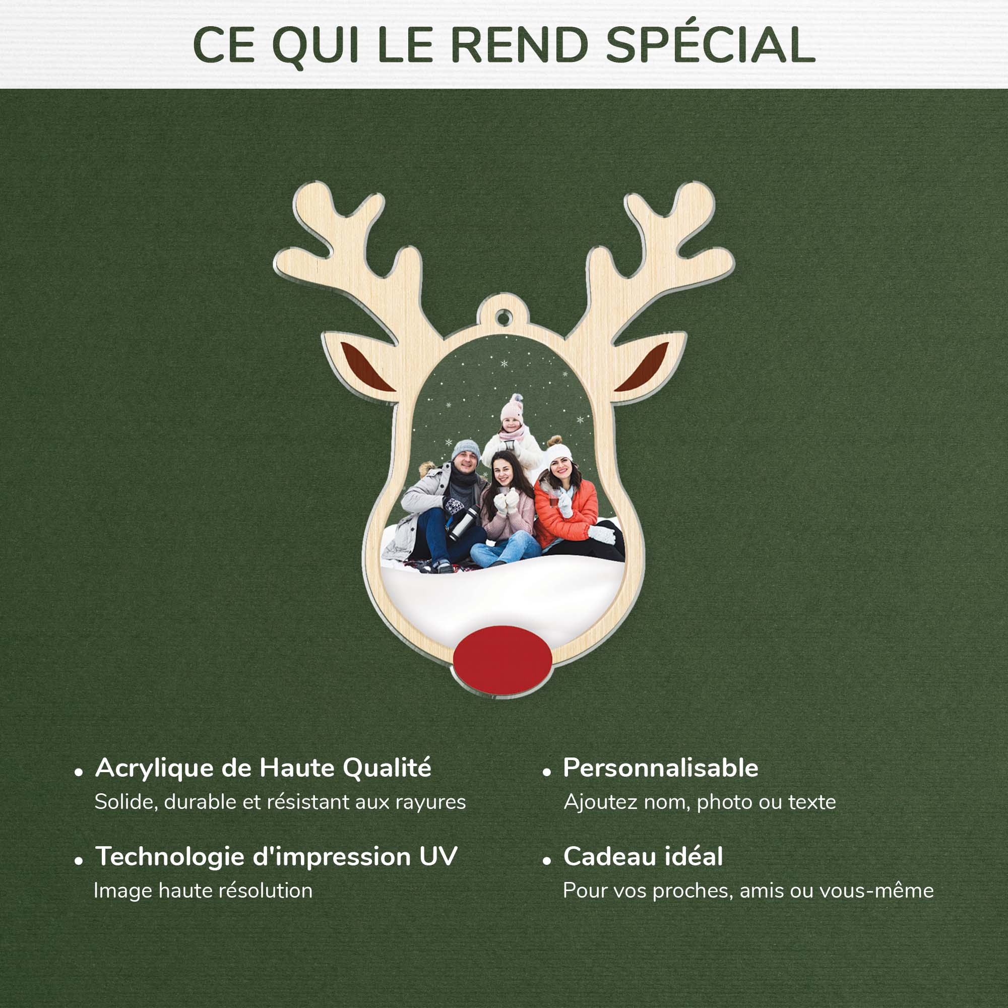 6994OFR4 ornement acrylique personnalise renne noel avec photo de famille 6994otq5i