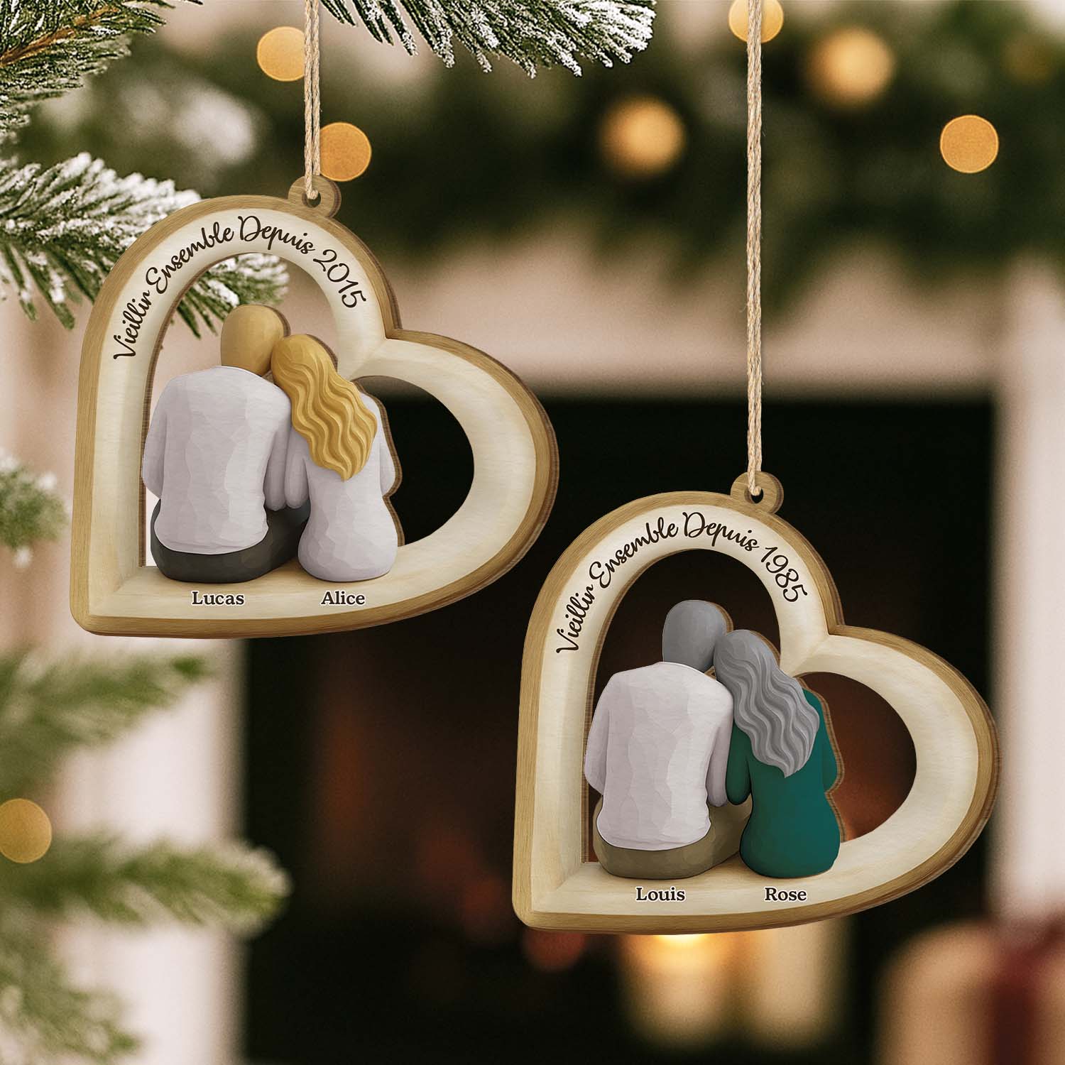 6996OFR1 ornement noel en bois a 1 couche personnalise couple toi  moi vieillir ensemble 6996otl5g_2