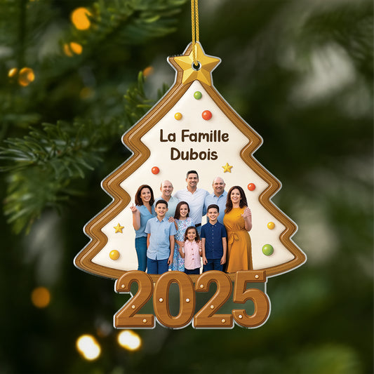 6999OFR1 ornement noel acrylique personnalise avec photo sapin de la famille 6999o8tni