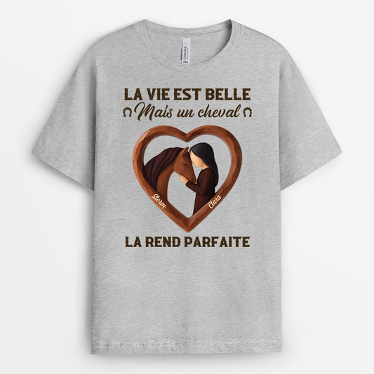 7015AFR2 t shirt personnalise pour femme les chevaux rendent la vie parfaite 7015akt5u