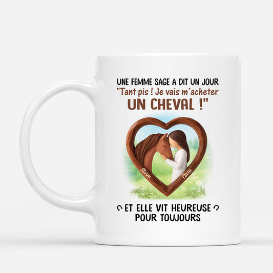 7016MFR1 mug personnalise une femme sage prend un cheval 7016mkz5u
