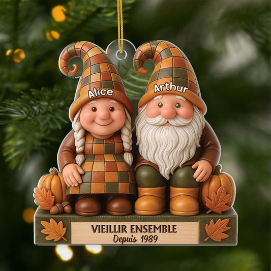 7017OFR1 effet dimpression 3d ornement noel acrylique personnalise couple vieillir ensemble style automne 7017o3p5g