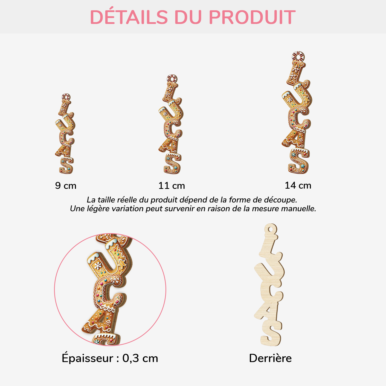 7018OFR2 effet dimpression 3d ornement noel en bois a 1 couche personnalise pour femmehomme lettres avec biscuit 7018o6t5a