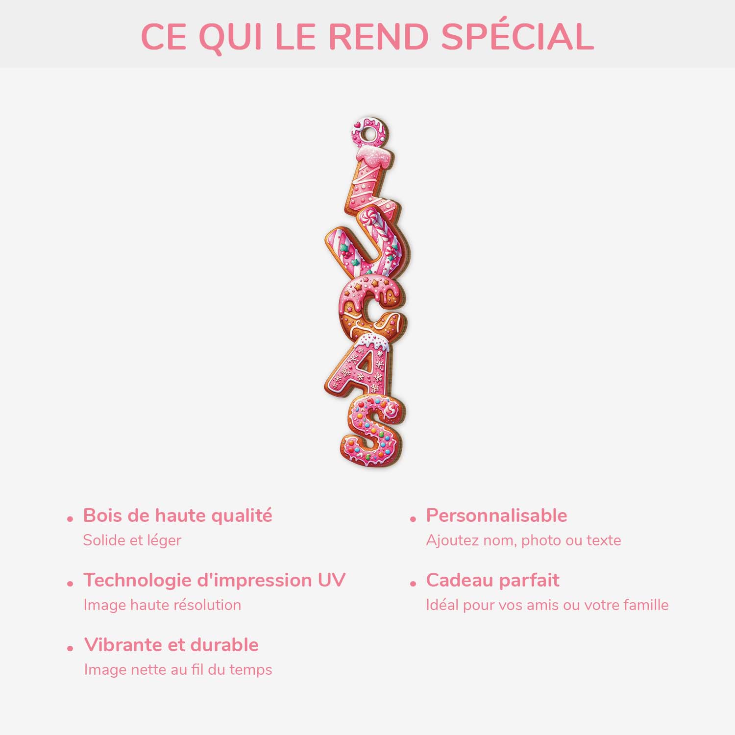 7020OFR4 ornement noel en bois a 1 couche personnalise pour femmehomme lettres style biscuit rose 7020o6l5a