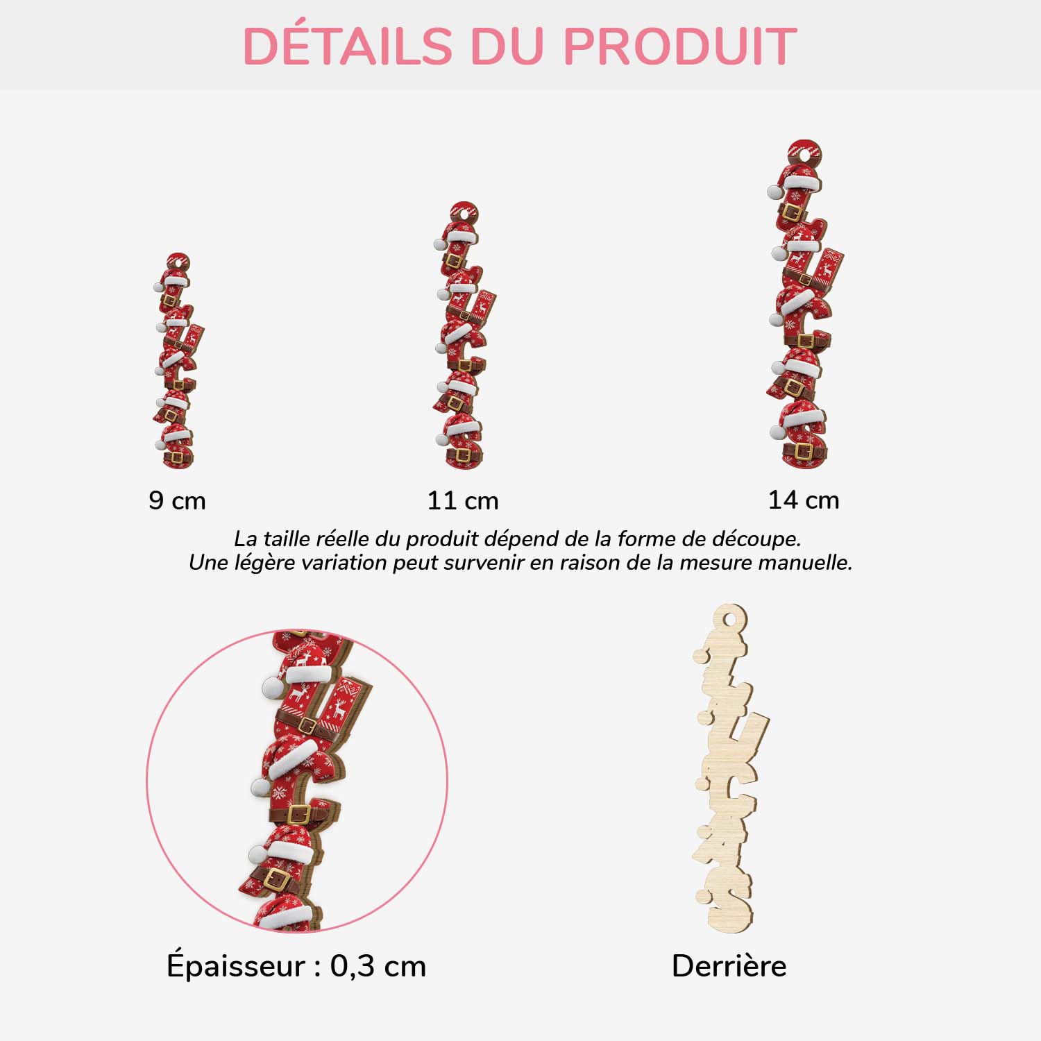 7022OFR3 effet dimpression 3d ornement en bois a 1 couche personnalise pour femmehomme lettres style pere noel 7022o6l5a