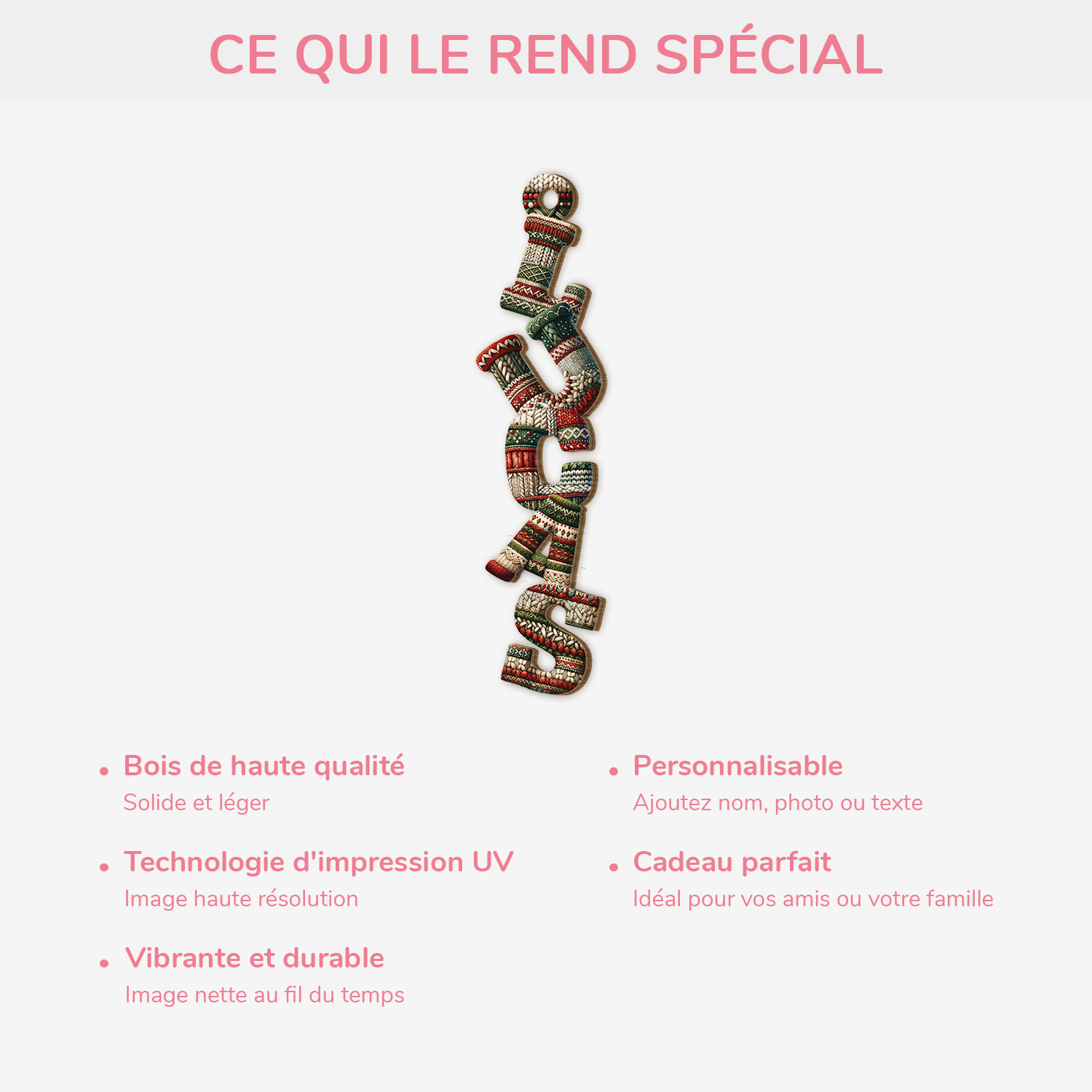 7023OFR3 ornement en bois a 1 couche personnalise pour femmehomme lettres style laine de noel 7023o6t5a