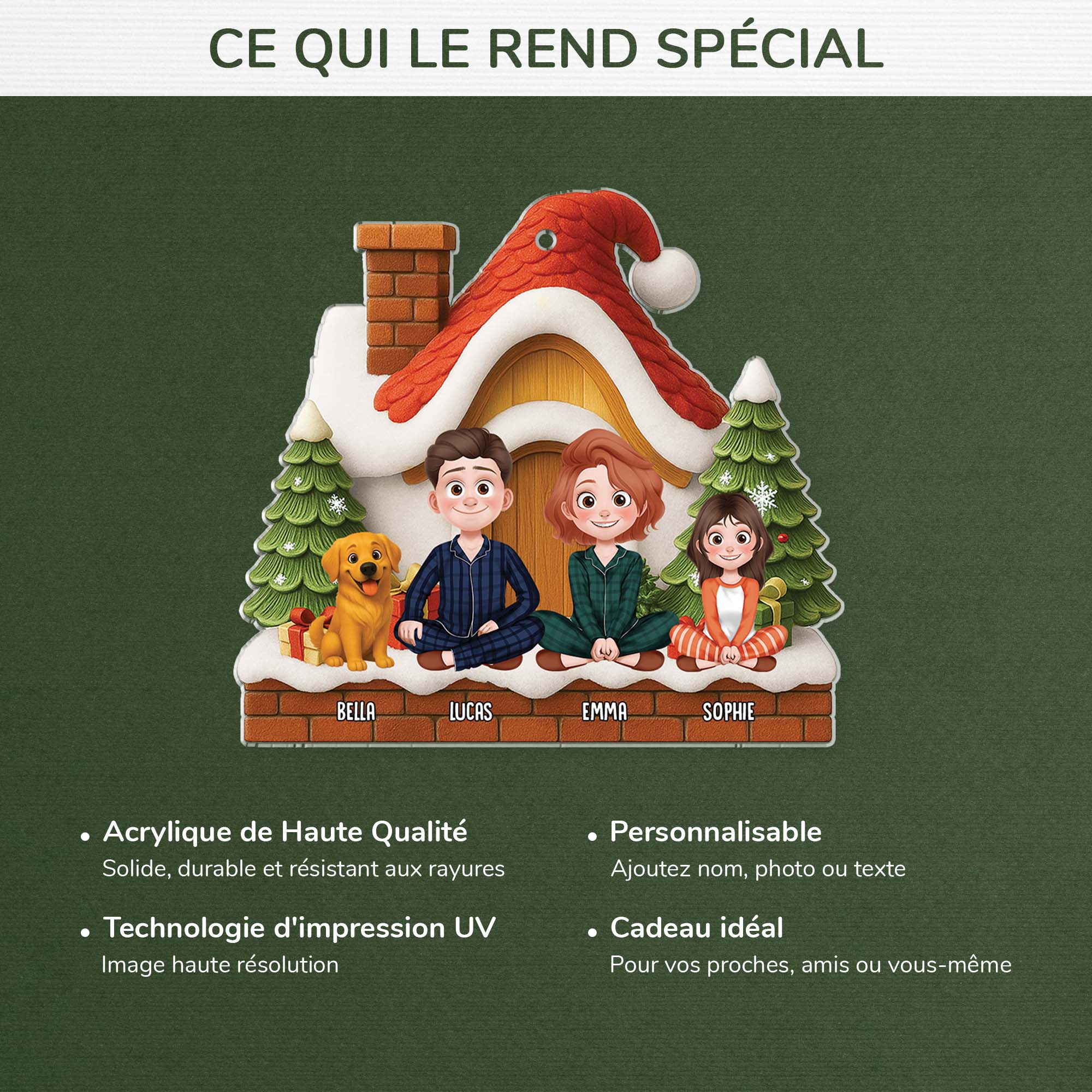 7029OFR4 ornement acrylique personnalise famille avec chienchat notre maison de noel 7029oty5i