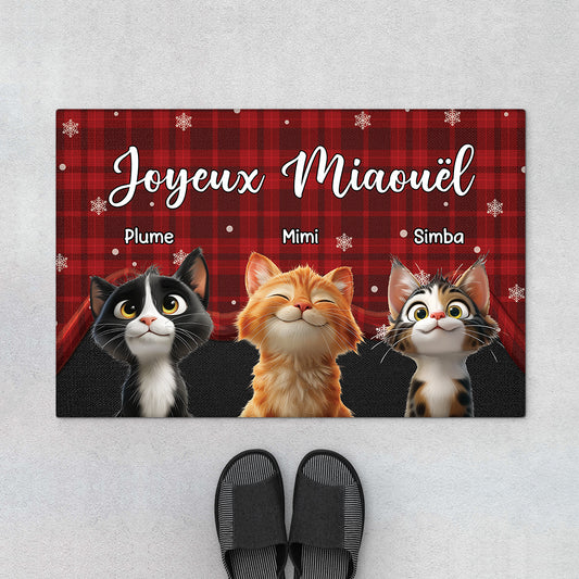 7034DFR1 paillasson personnalise chat joyeux noel de notre famille 7034dtlnd_1