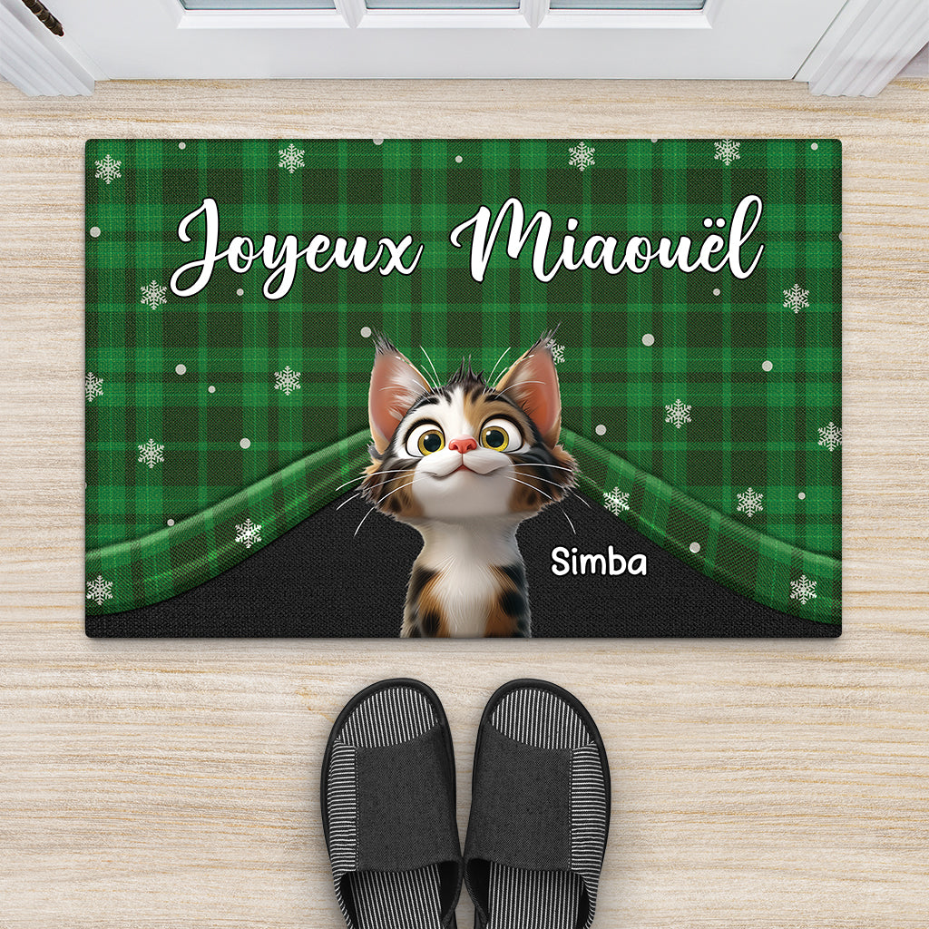 7034DFR1 paillasson personnalise chat joyeux noel de notre famille 7034dtlnd_2