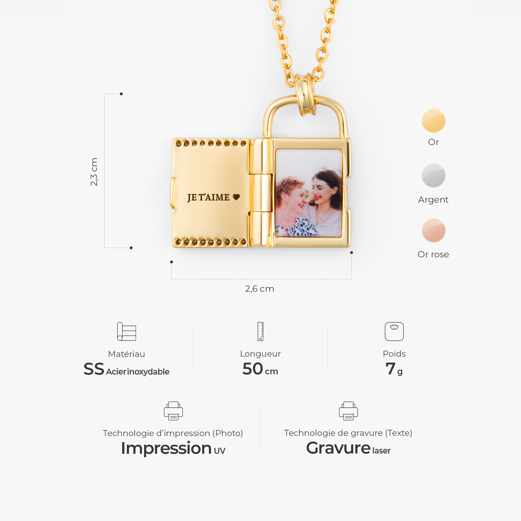 7043JFR3 collier personnalise avec photo femmehomme je taime 7043j0t5a