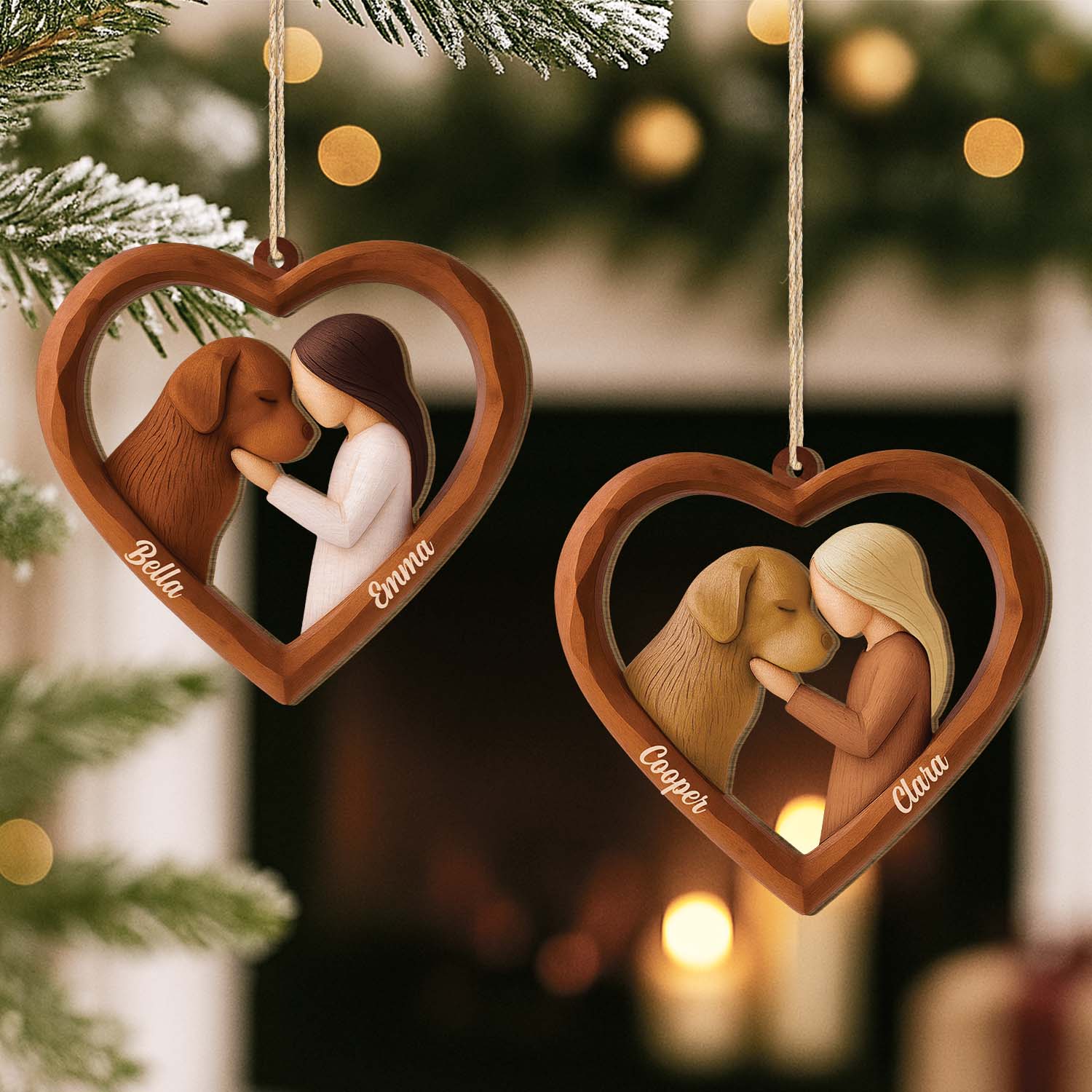7046OFR2 ornement noel en bois a 1 couche personnalise mon petit coeur pour mon chien 7046o8v5c