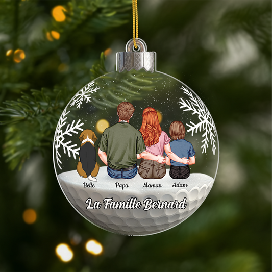 7053OFR1 effet dimpression 3d ornement acrylique personnalise boule de noel famille avec chienchat 7053o8t5i