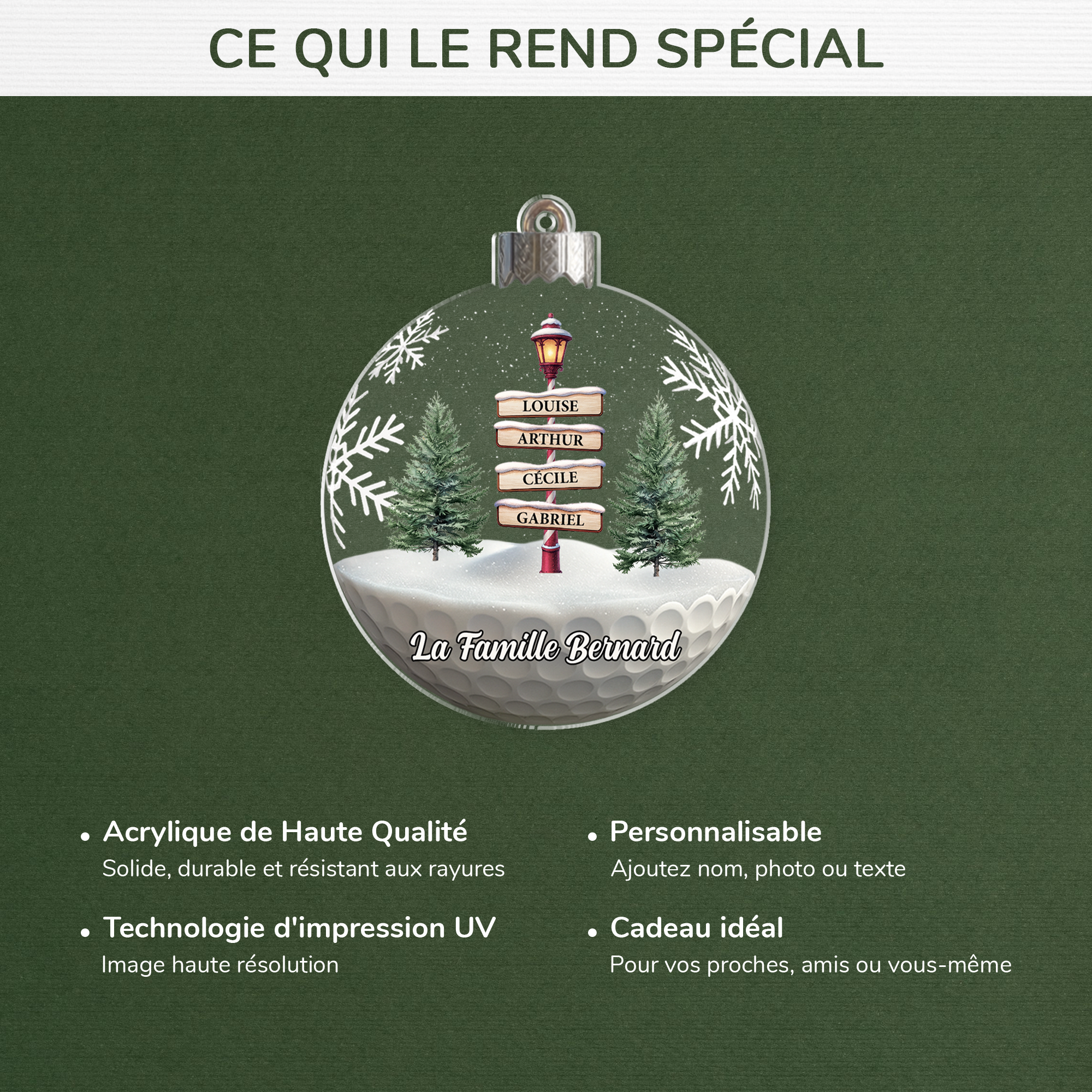 7055OFR4 effet dimpression 3d ornement acrylique personnalise famille boule de noel avec prenoms 7055o8t5i