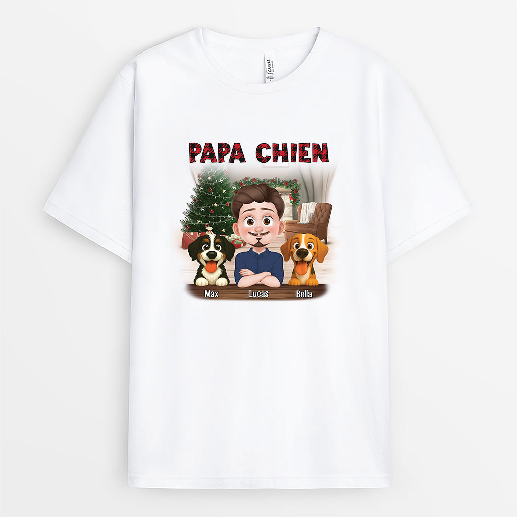 7056AFR1 t shirt personnalise de noel papa chien 7056akz5c