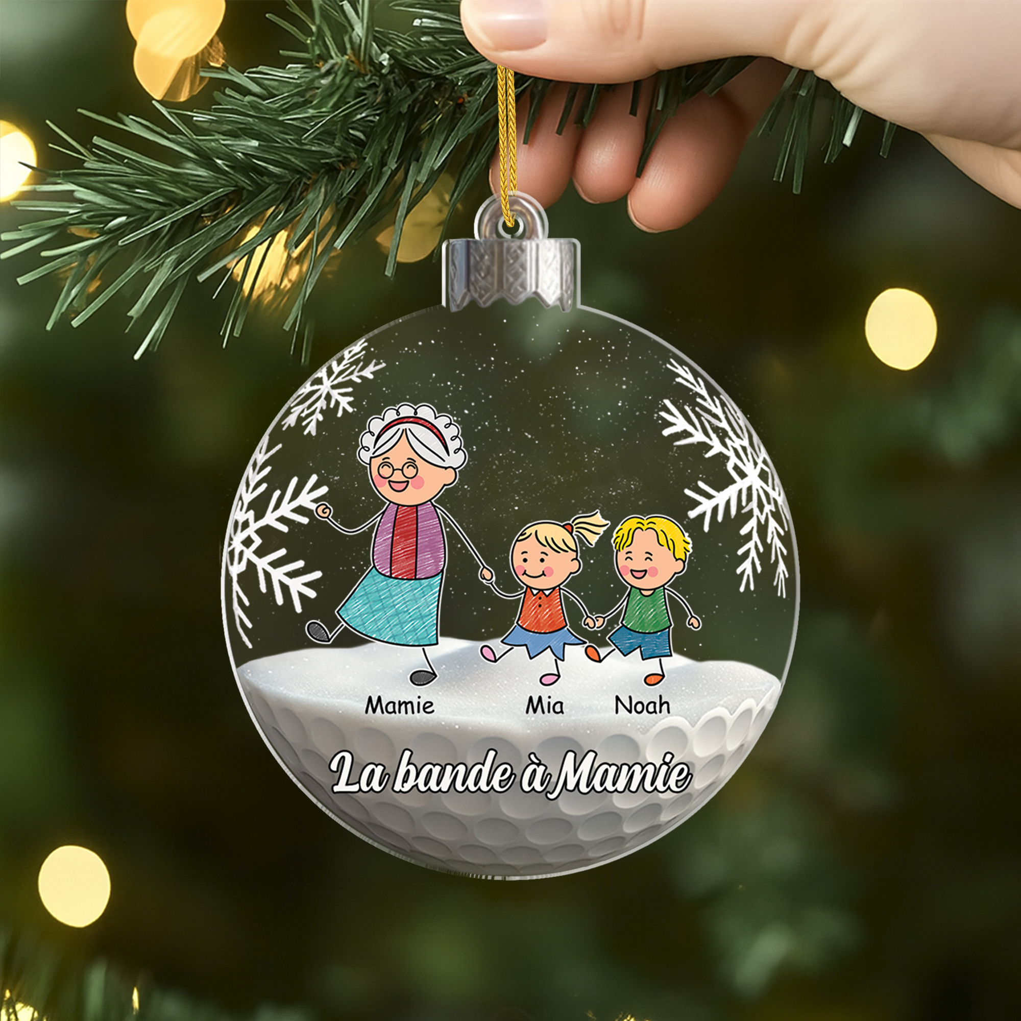7059OFR2 effet dimpression 3d ornement acrylique personnalise boule de noel la bande a papy mamie 7059o8t5b
