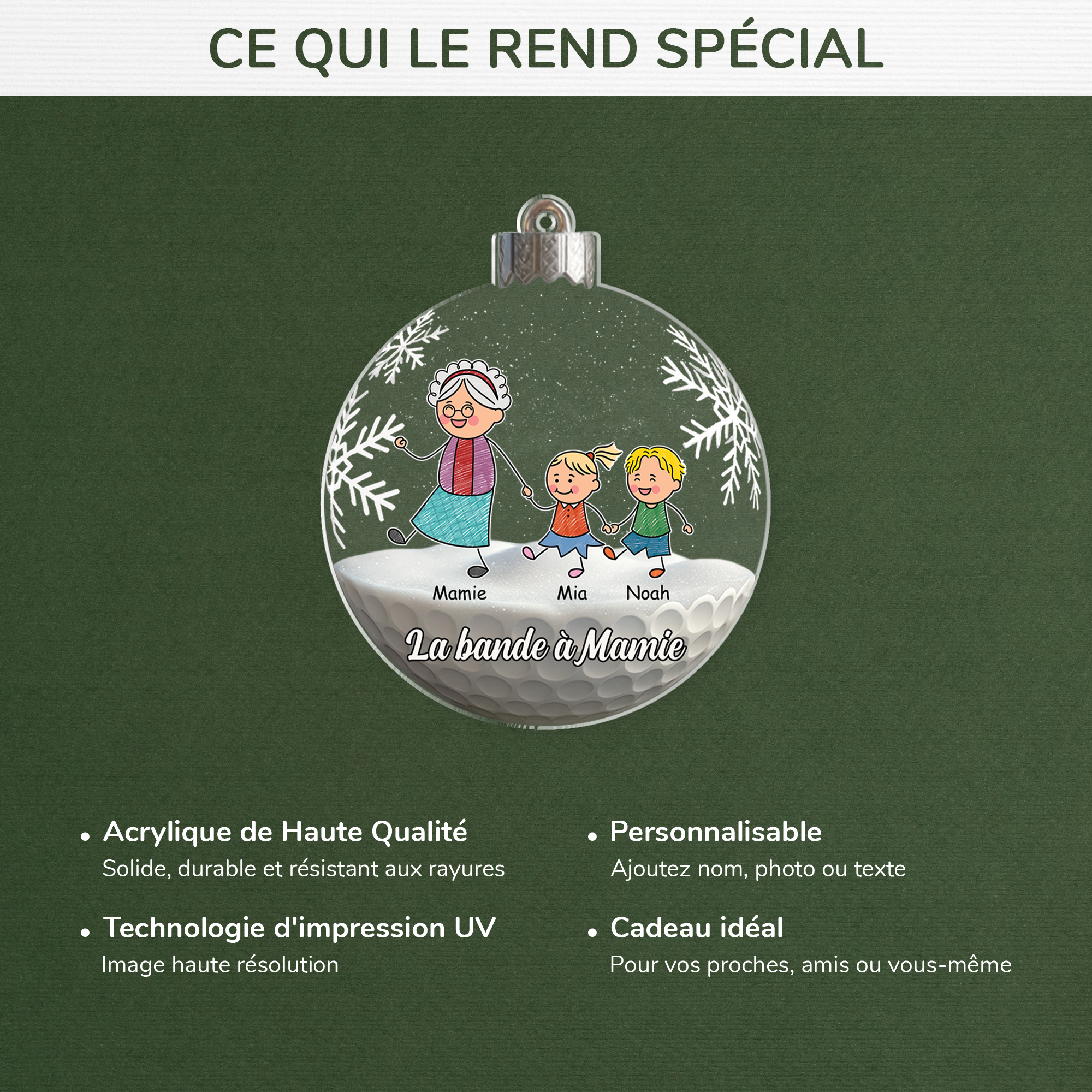 7059OFR4 effet dimpression 3d ornement acrylique personnalise boule de noel la bande a papy mamie 7059o8t5b