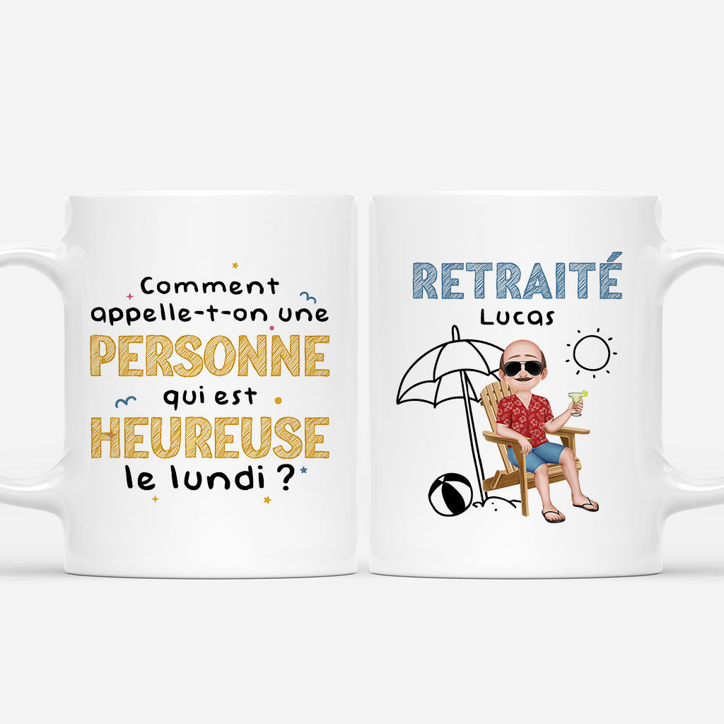 7077MFR1 mug personnalise pour femmehomme retraite est heureux le lundi 7077mkvqb