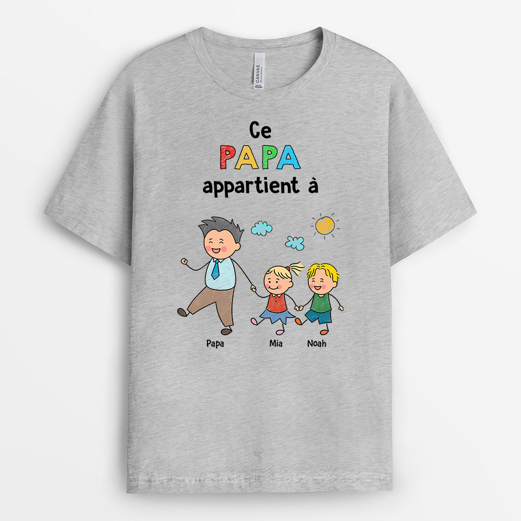 7078AFR2 t shirt personnalise maman papa ce papa cette maman appartient a 7078atpaa