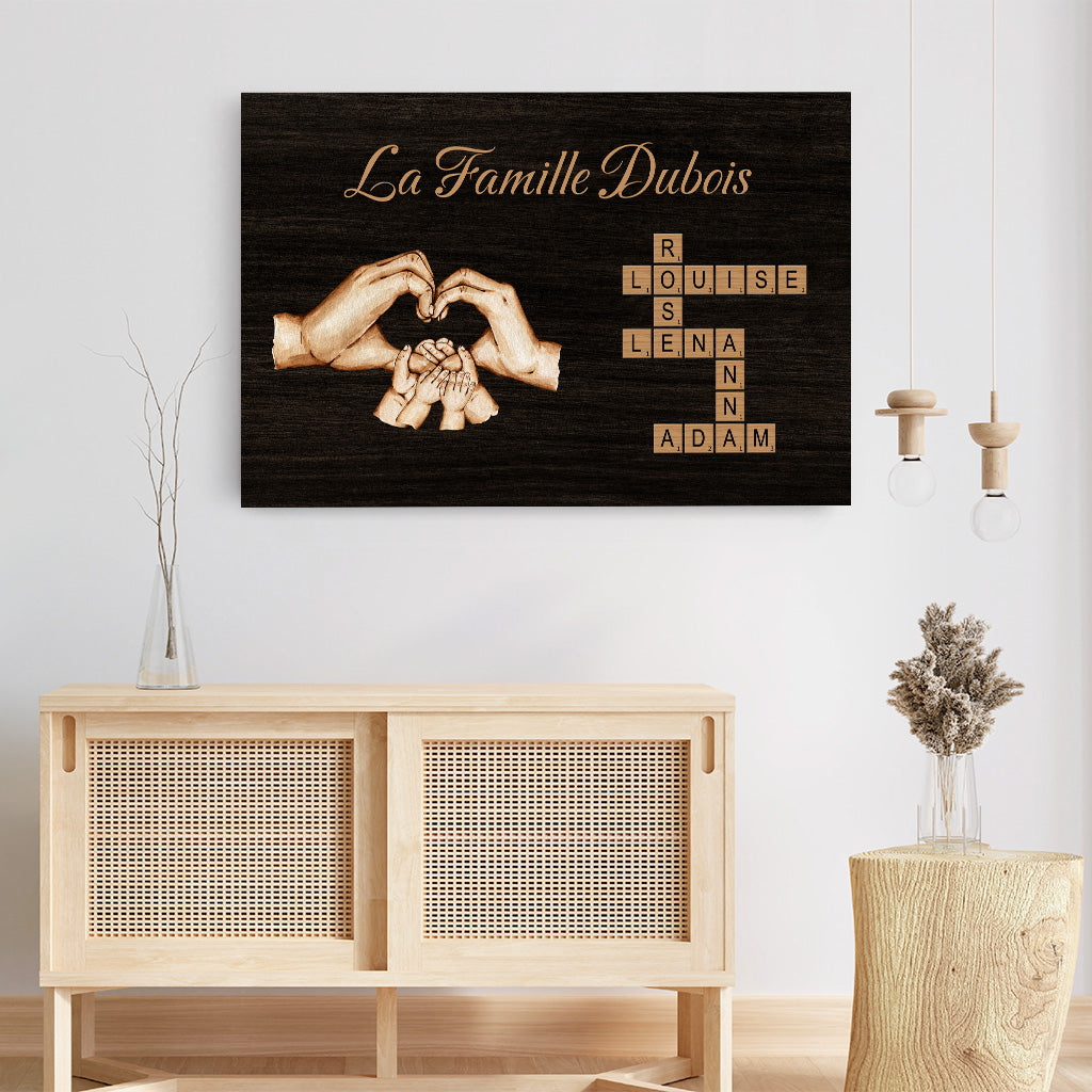 7082CFR3 toile mot croise personnalise notre famille avec mains 7082c8pni